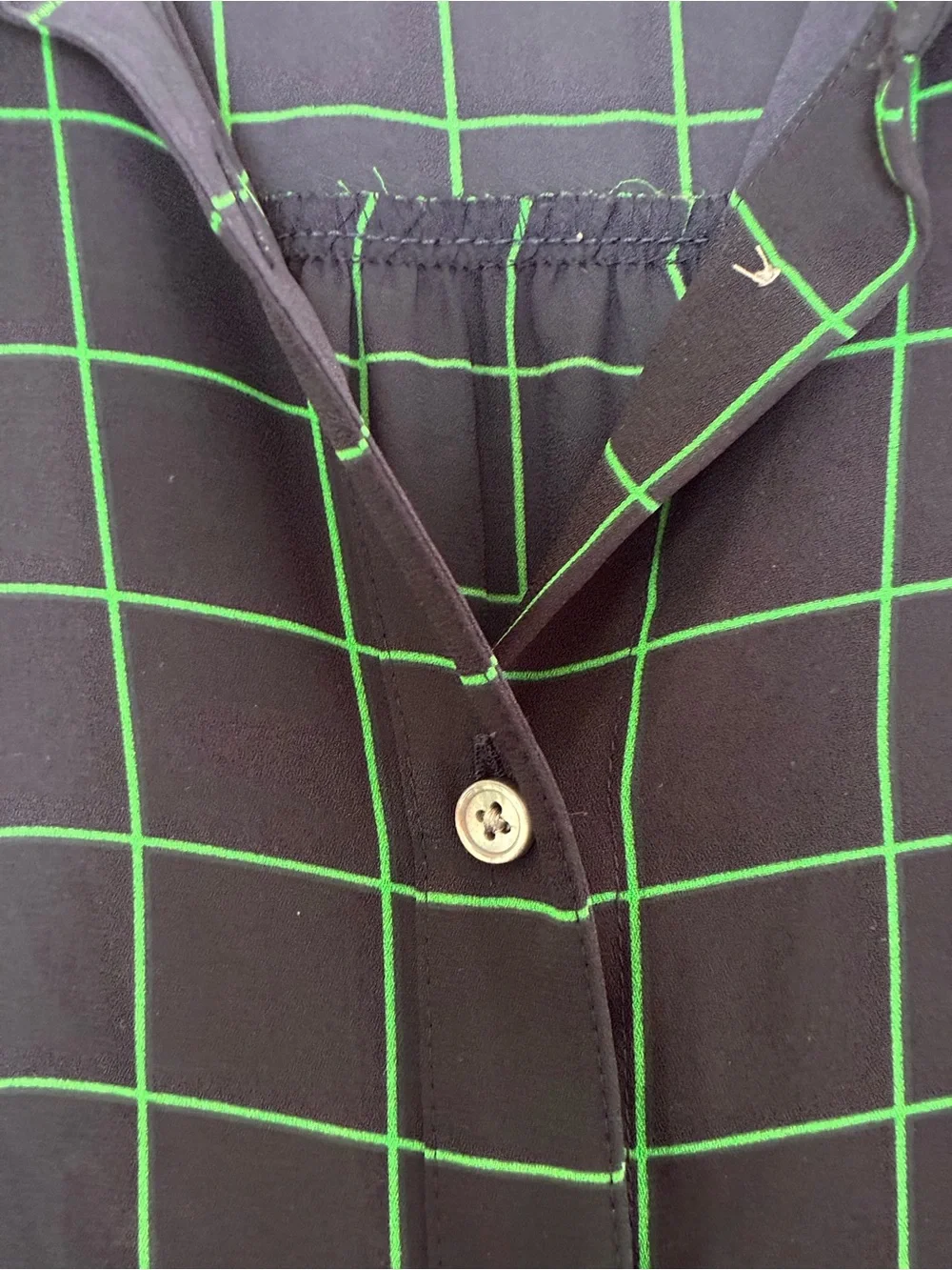 J. Crew | Navy and green airy lightweight long sleeve button front blouse small